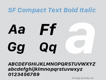 SF Compact Text Bold Italic Version 1.00 October 11, 2019, initial release图片样张