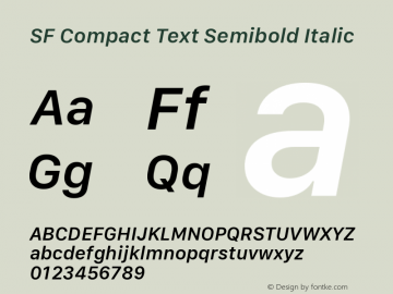 SF Compact Text Semibold Italic Version 1.00 October 11, 2019, initial release图片样张