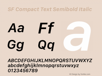 SF Compact Text Semibold Italic Version 1.00 July 21, 2017, initial release图片样张
