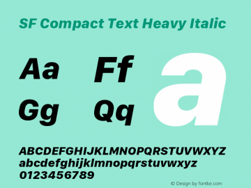 SF Compact Text Heavy Italic Version 1.00 October 11, 2019, initial release图片样张