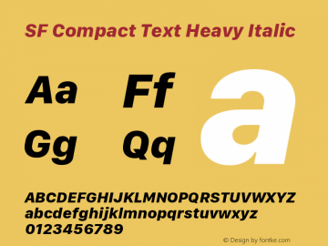 SF Compact Text Heavy Italic Version 1.00 September 25, 2017, initial release图片样张