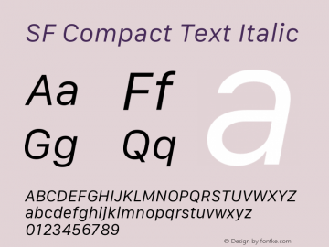 SF Compact Text Italic Version 1.00 September 25, 2017, initial release图片样张