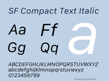 SF Compact Text Italic Version 1.00 March 7, 2017, initial release图片样张