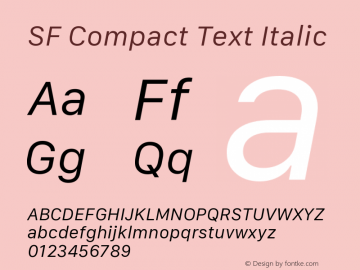 SF Compact Text Italic Version 1.00 October 11, 2019, initial release图片样张