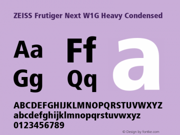 ZEISS Frutiger Next W1G Heavy Condensed Version 1.00图片样张