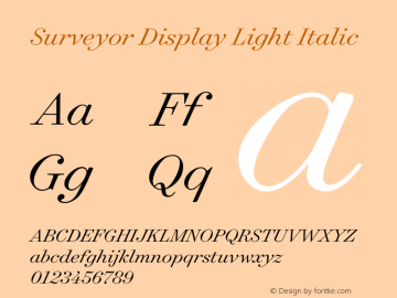 Surveyor Display Light Italic Version 1.200 Basic图片样张