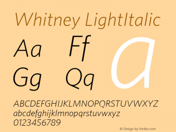 Whitney-LightItalic Version 001.000图片样张