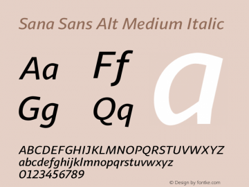 Sana Sans Alt Medium Italic Version 1.000;PS 001.000;hotconv 1.0.88;makeotf.lib2.5.64775图片样张