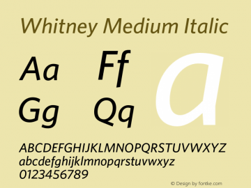 Whitney-MediumItalic Version 2.201 Basic (Latin-X)图片样张