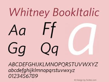 Whitney-BookItalic Version 001.000图片样张