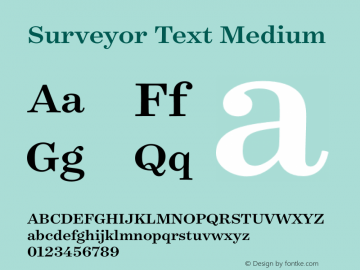 Surveyor Text Medium Regular Version 1.200 Basic图片样张