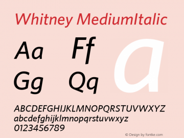 Whitney-MediumItalic Version 001.000图片样张