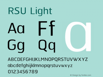 RSU Light Version 1.00;December 14, 2019;FontCreator 12.0.0.2535 64-bit图片样张