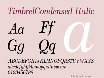 TimbrelCondensed Italic Altsys Metamorphosis:12/22/95图片样张