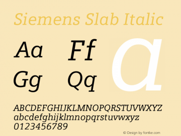 SiemensSlab-Italic Version 1.000;PS 5.00;hotconv 1.0.38图片样张
