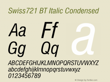 Swiss721 Cn BT Italic Version 4.00图片样张