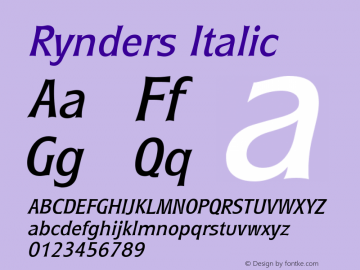 Rynders Italic Altsys Fontographer 3.5  7/16/96图片样张
