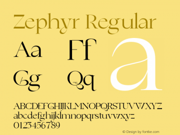 Zephyr Regular Version 1.014;Fontself Maker 3.5.1图片样张