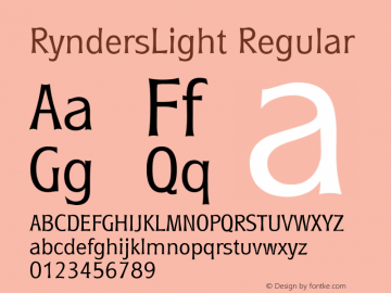 RyndersLight Regular Altsys Fontographer 3.5  7/16/96图片样张