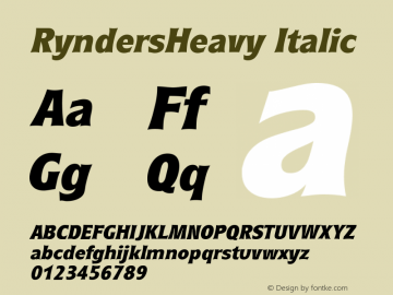RyndersHeavy Italic Altsys Fontographer 3.5  7/16/96图片样张