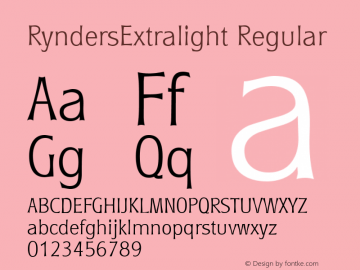 RyndersExtralight Regular Altsys Fontographer 3.5  7/16/96图片样张