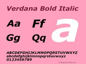 Verdana Bold Italic Version 1.00图片样张