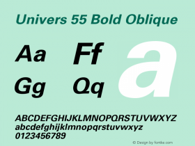 Univers 55 Bold Oblique Version 8.0: 19: 14024: 1999图片样张