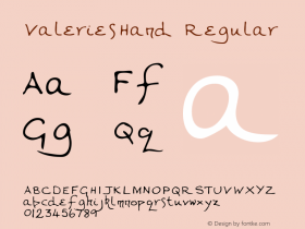 ValeriesHand Regular Altsys Fontographer 3.5  8/28/95图片样张