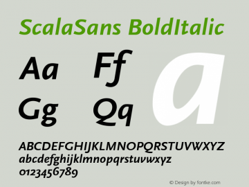 ScalaSans BoldItalic Macromedia Fontographer 4.1 5.12.1999图片样张