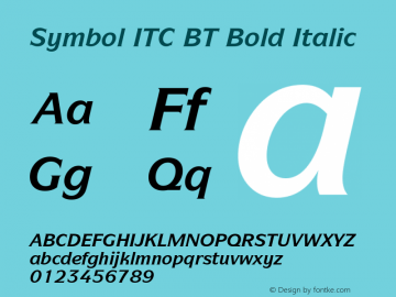 Symbol ITC Bold Italic BT spoyal2tt v4.6图片样张