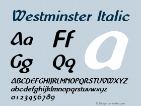 Westminster Italic Altsys Fontographer 3.5  7/17/96图片样张