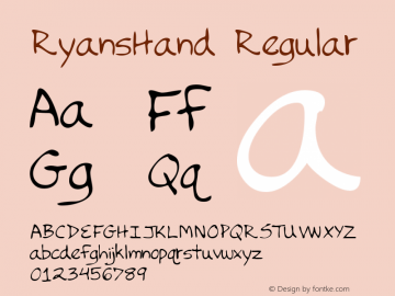 RyansHand Regular Altsys Fontographer 3.5  8/28/95图片样张