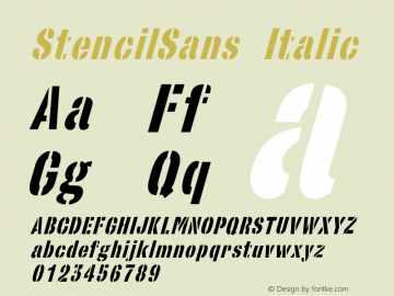 StencilSans Italic Altsys Fontographer 3.5  7/17/96图片样张