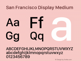 San Francisco Display Medium Version 1.00 August 25, 2018, initial release图片样张