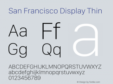 San Francisco Display Thin Version 1.00 August 25, 2018, initial release图片样张