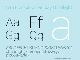 San Francisco Display Ultralight Version 1.00 August 25, 2018, initial release图片样张