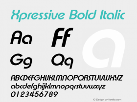 Xpressive Bold Italic Altsys Fontographer 3.5  7/17/96图片样张