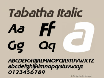 Tabatha Italic Altsys Fontographer 3.5  7/17/96图片样张