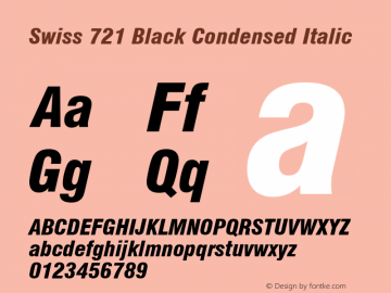 Swiss 721 Black Condensed Italic Version 003.001图片样张