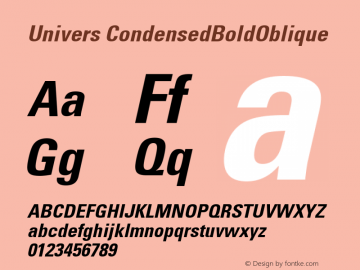 Univers CondensedBoldOblique Macromedia Fontographer 4.1.5 24‐07‐2000图片样张