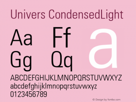 Univers CondensedLight Macromedia Fontographer 4.1.5 20‐07‐2000图片样张