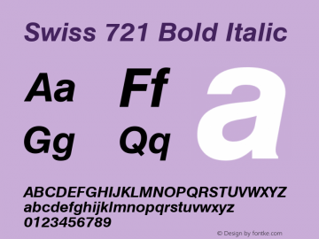 Swiss 721 Bold Italic Version 003.001图片样张