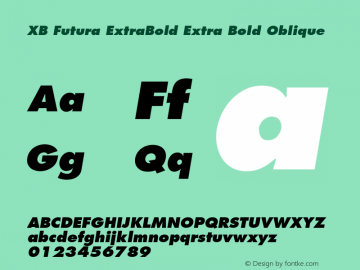 XB Futura ExtraBold Extra Bold Oblique 001.000图片样张