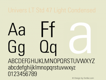 Univers LT Std 47 Light Condensed Version 1.029;September 17, 2020;FontCreator 11.0.0.2407 32-bit图片样张