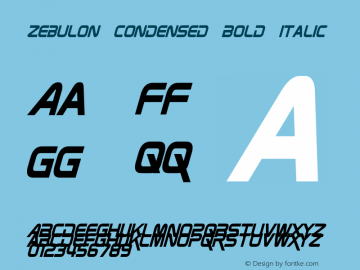 ZebulonCondensed-Italic Version 1.0; 2013图片样张