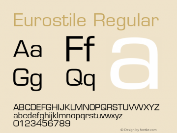 Eurostile Regular Version 1.0 Font Sample