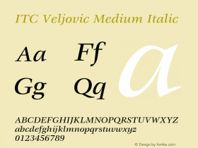 Veljovic-MediumItalic OTF 1.0;PS 001.001;Core 1.0.22图片样张