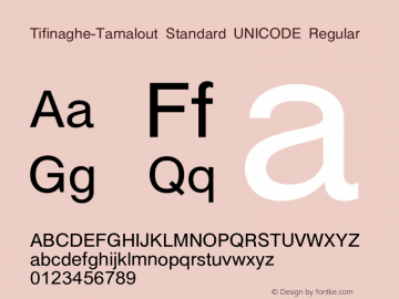 Tamalout Standard UNICODE Version 1.000;PS 001.000;hotconv 1.0.38图片样张