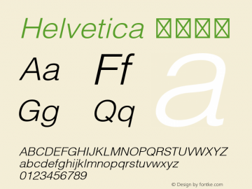 Helvetica 细伪斜体 图片样张