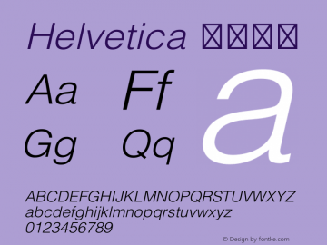 Helvetica 细伪斜体 图片样张